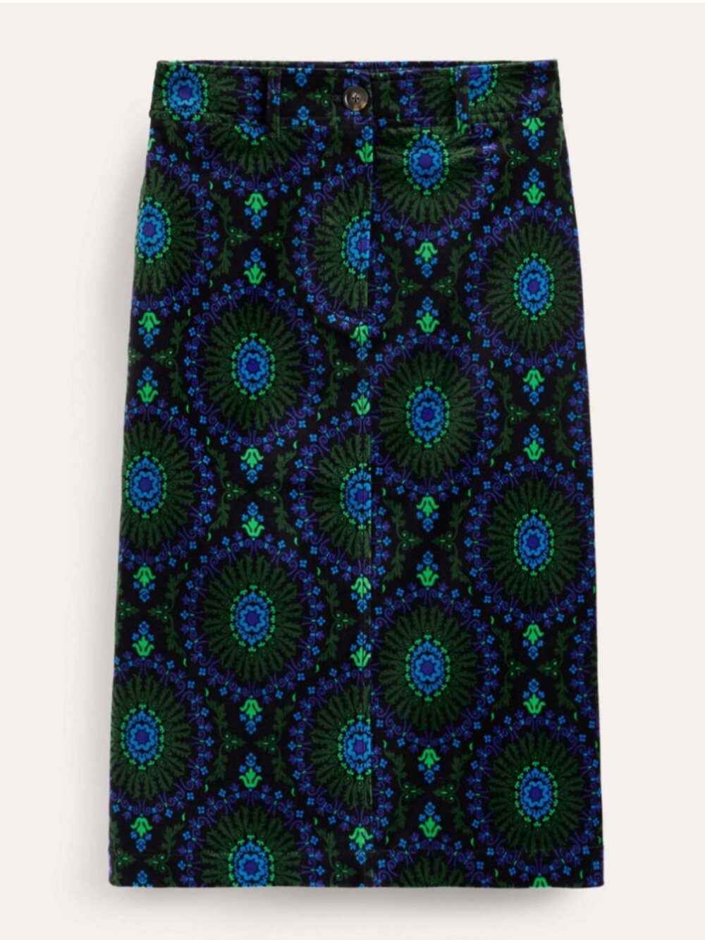 NWT Boden Margot Velvet Midi Skirt Women's 4 R Blue Green Black - Picture 4 of 13